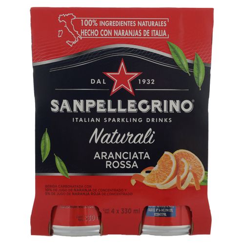 Bebida carbonatada San Pellegrino Saborizada Aranciata Rosa 4 Pack - 1320 ml