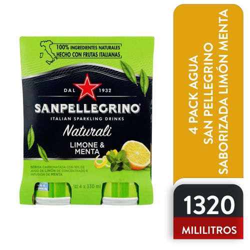 Agua carbonatada S.Pellegrino sabor limón menta - 1320 ml