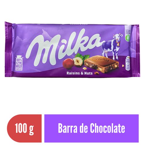 Chocolate Barra Milka Avellana Y Pasas Con Leche Alpina - 100g