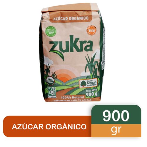 Azúcar orgánico zukra empaque de papel - 900 g