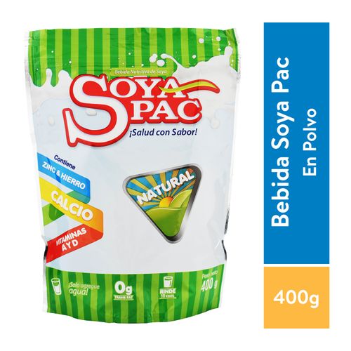 Leche en polvo Soya Pac salud con sabor rinde 10 vasos - 400 g