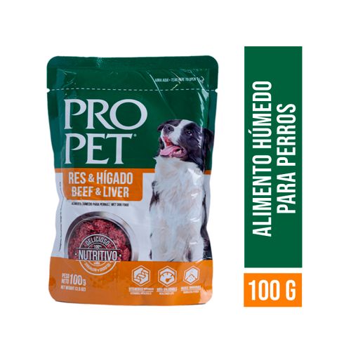 Alimento para perro Pro Pet, húmedo de Higado y Res -100g