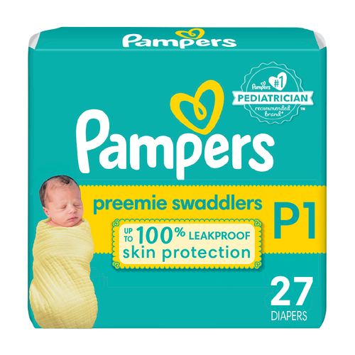 Pañales Pampers Preemie Swaddlers Talla P-1, 2,7kg -27uds