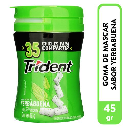 Chicle Trident Botella Sin Azúcar Sabor Yerbabuena 35 Uds - 45,5g