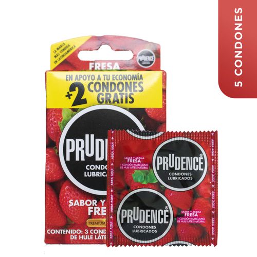 Condones Lubricados Prudence Sabor Y Aroma Fresa - 3Uds