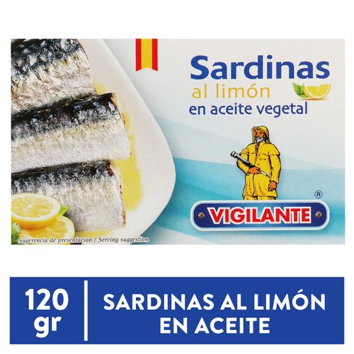 Sardinas Vigilante Al Limón En Aceite Vegetal -120gr