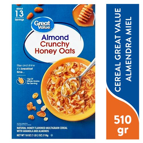 Cereal Great Value, Almendra Miel -510g