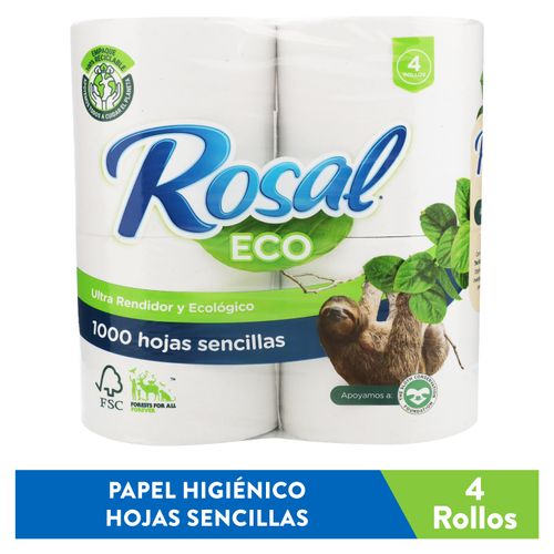 Papel Higiénico Rosal Eco 1000 Hojas -4 Rollos