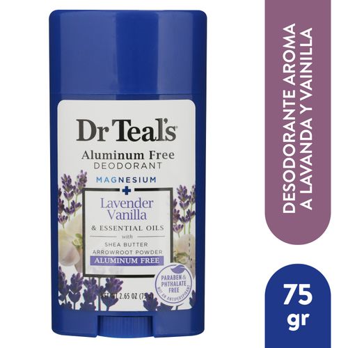 Desodorante  Dr.Teal's libres de aluminio lavanda y vainilla - 75 g