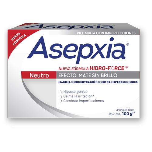 Jabón Asepxia Neutro Efecto Mate Sin Brillo - 100 g