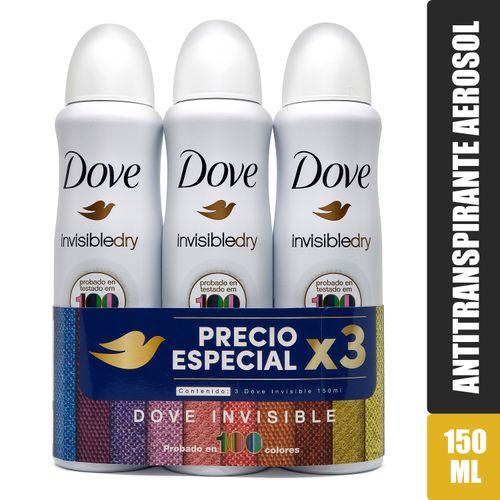 3 Pack Desodorante Dove Invisible Dry Aerosol -450ml