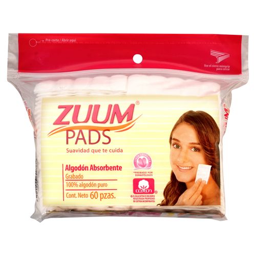 Algodon Zuum Cuadritos Facial Pads 60Und