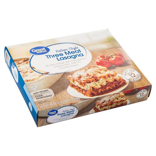 Lasagna Great Value tres carnes estilo italiano rinde 12 porciones - 2.55 kg