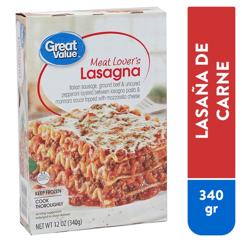 Lasagna Great Value Carnes - 340 g