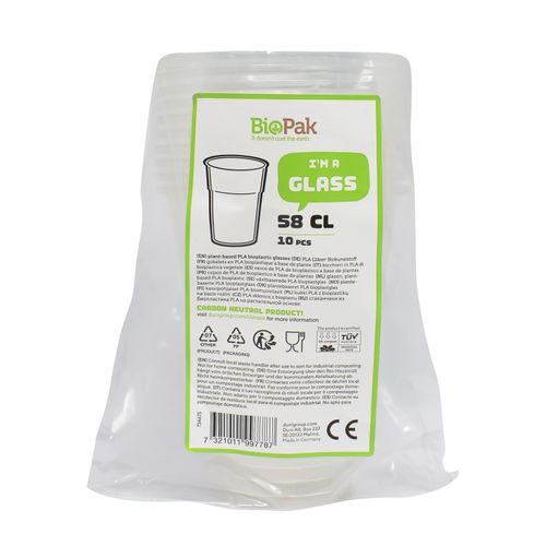 Vaso Plástico Compostable Marca Duni, Producto Carbón Neutral - 1Uds