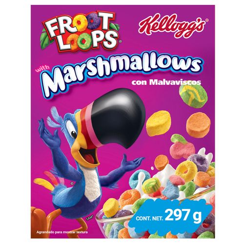 Cereal Kellogg's® Froot Loops® con Malvaviscos - Aritos de Maíz, Trigro y Avena con Sabor a Frutas - 1 Caja de 297 g