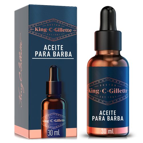 Aceite para Barba King C. Gillette con Argán, cuidado de Barba para Hombres 30ml