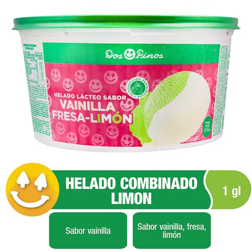 Helado Dos Pinos Combinado Vainilla- Fresa- Limón - 1gal