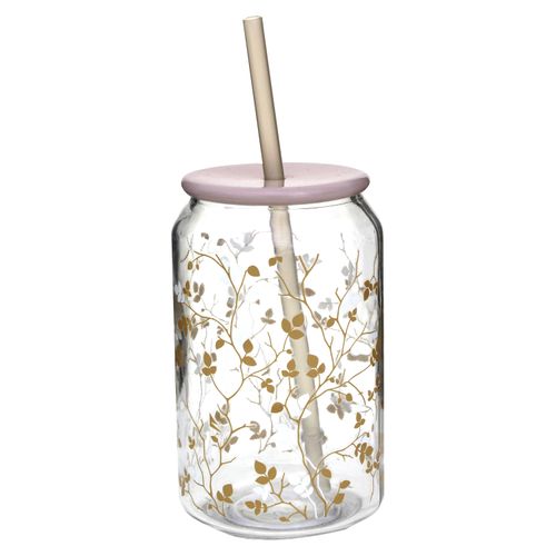 Vaso de vidrio Mainstays, con pajilla Surtido -470ml