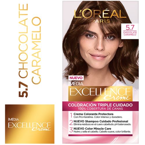 Tinte L'Oréal excellence creme tono 5.7 chocolate caramelo - 169 g