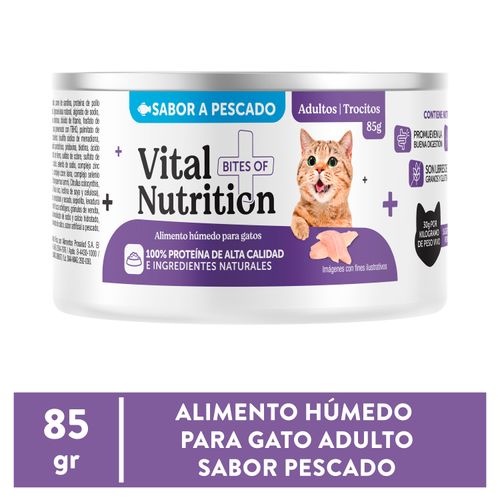 Alimento Húmedo Vital Nutrition Para Gato Adulto Sabor Pescado Lata - 85g