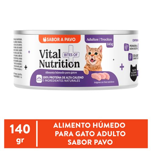 Alimento Húmedo Vital Nutrition Para Gato Adulto Sabor Pavo Lata - 140g