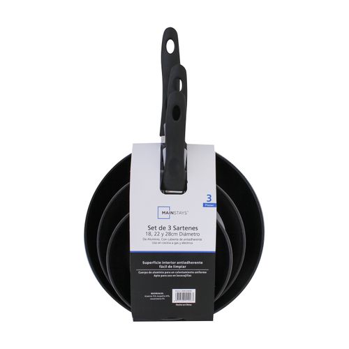 Ms Set 3 Sartenes Aluminio 18 22 28 Cm