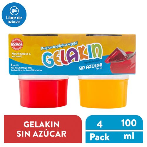 4 Pack Gelatina Gelakin Sin Azucar 400Gr