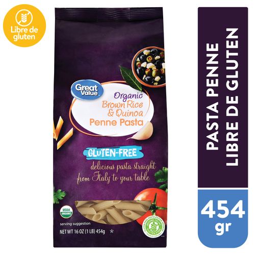 Pasta penne Great Value, libre de gluten -454g