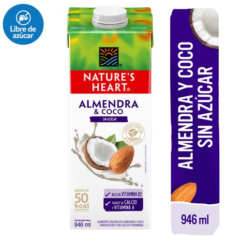 Bebida De Coco Y Almendras Nature's Heart® Tetrapack, Sin Azúcar - 946ml