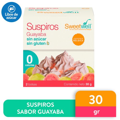 Suspiros Sweetwell De Guayaba 15 G. Sin Azúcar, Sin Gluten, 2-Pack - 30Gr