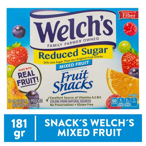 Snacks mixed fruit Welch's reduciada azúcar caja - 181 g