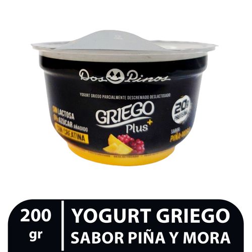 Yogurt Dos Pinos, Griego piña y mora -200g