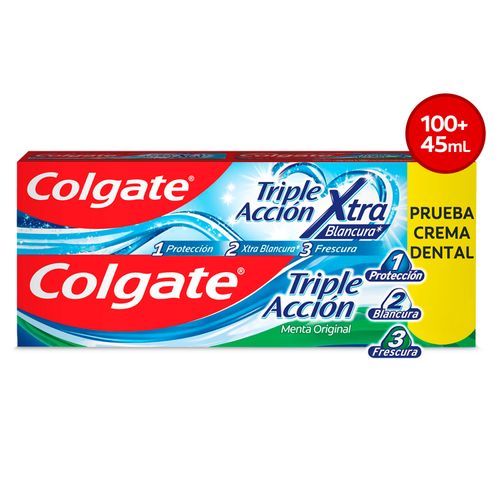 Pasta Dental Colgate Triple Acción Y Triple Acción Xtra Blancura -100 ml/45 ml