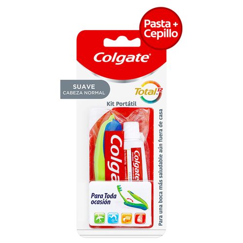 Kit Portátil Colgate con Cepillo Dental Plegable y Pasta Dental Total 12 Clean Mint -22ml