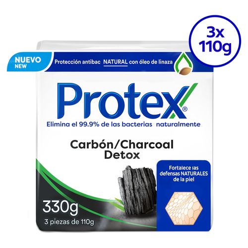 Jabón de Tocador Protex Carbón Detox, 3 pack -110g