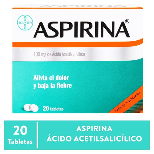 Aspirina Para Niños 100 Mg Caja 20 Tabletas