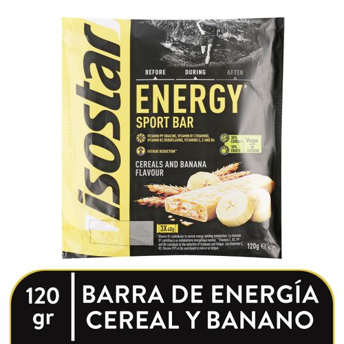 Barra energética Isostar máxima energía sabor banana 3 uds - 120 g