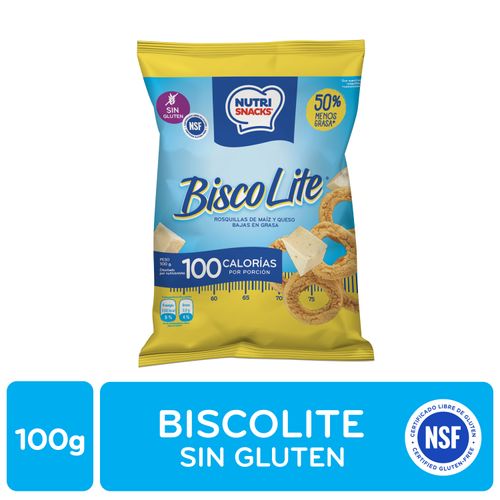 Rosquillas Nutrisnacks Maíz Y Queso, Biscolite Bajas En Grasa Y Libres De Gluten - 100g