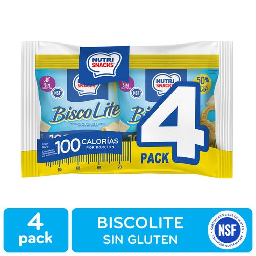 Rosquillas Nutrisnacks Maíz Y Queso Biscolite, Paquete 4 Pack - 100g