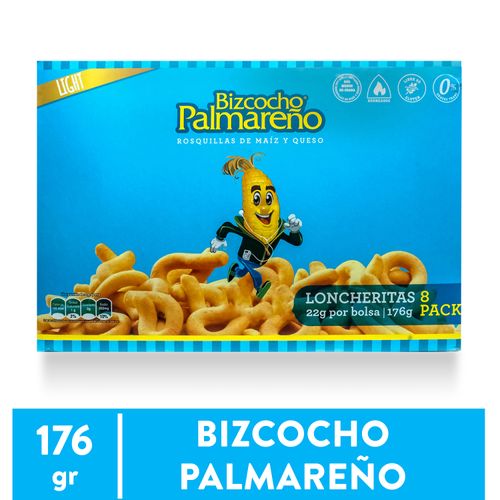 8 Pack Bizcochos Palmareño Lonchera Light 176Gr