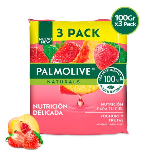Jabón Corporal Palmolive, Naturals Yoghurt y Frutas, 3 Pack -300 g