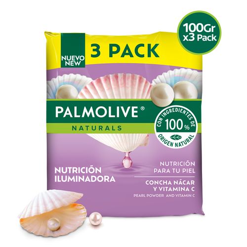 Jabón Corporal Palmolive Naturals Nacar y Vitamina C, 3 Pack -100 g