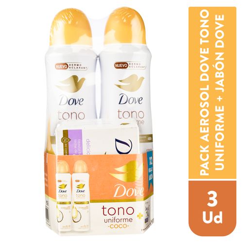 Desodorante Dove En Aerosol Aroma Coco Mas + Jabón 2 Pack - 90g