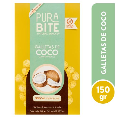 Galleta Pura Bite de coco sin azúcar ni gluten - 150 g