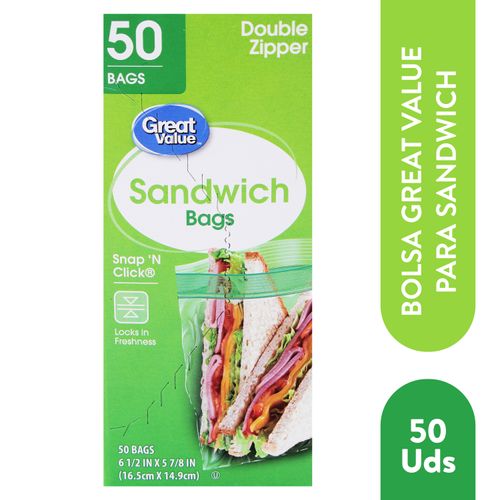 Bolsa Great Value Para Sandwich 50 unidades