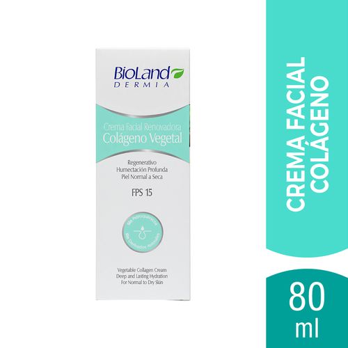 Crema Facial Bioland Renovadora Con Colágeno Vegetal - 80ml