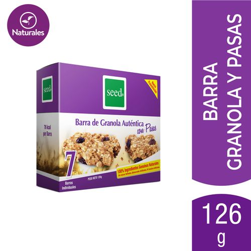 Barra de granola Seed con pasas 7 Uds - 126 g