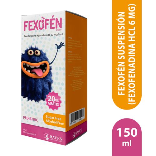 Fexofén Suspensión (Fexofenadina HCl 6 mg) -150ml