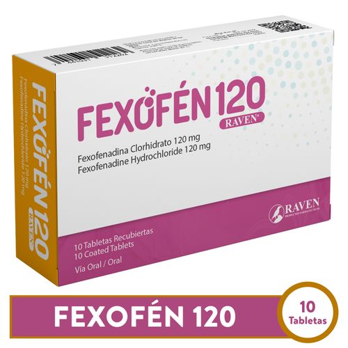 Fexofén 120 Raven (Fexofenadina HCl 120 mg) Tabletas -10 uds